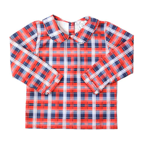 Primary Plaid Peter Pan Collar Shirt | The Bella Bean
