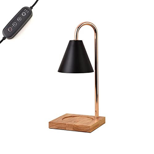 Eco-Friendly Electric Candle Warmer Lamp with Timer, Dimmable Metal Wax Melt Warmer, Bedroom Home Decor - Wood Base, Black | Amazon (US)