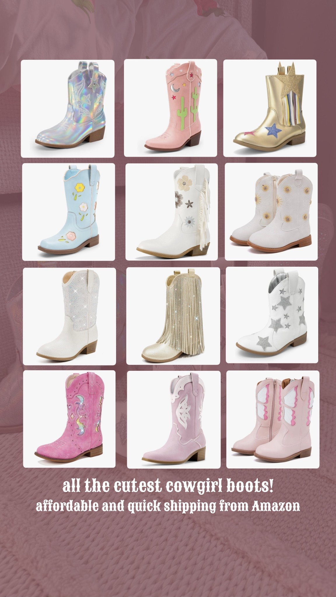 Collins loves a pair of cowgirl boots! Amazon has such an amazing, affordable selection!

#LTKmomlife #LTKKids #LTKSpringSale