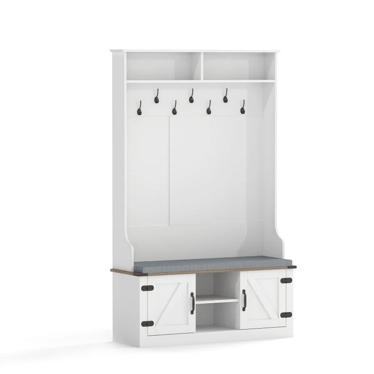 4-in-1 68.5 Inch Tall Coat Rack with Cushioned Bench and Shoe Storage | Shop Simon