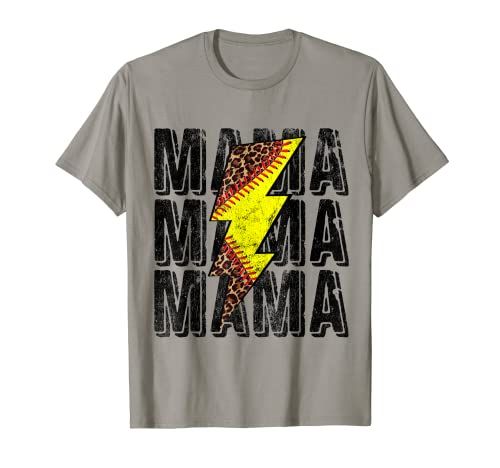 Funny Mothers Day Softball Leopard Thunderstorm Grandma Mama T-Shirt | Amazon (US)