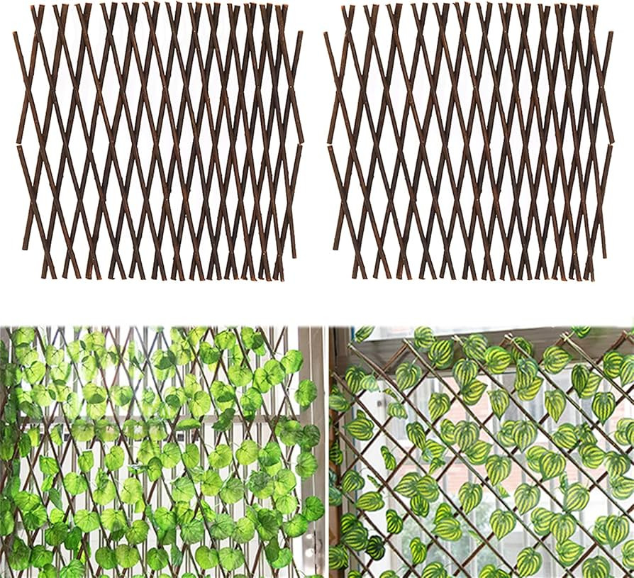 2PCS Natural Willow Trellis, Expandable Plant Support, Plant Climbing Lattice, Outdoor Decorative... | Amazon (US)