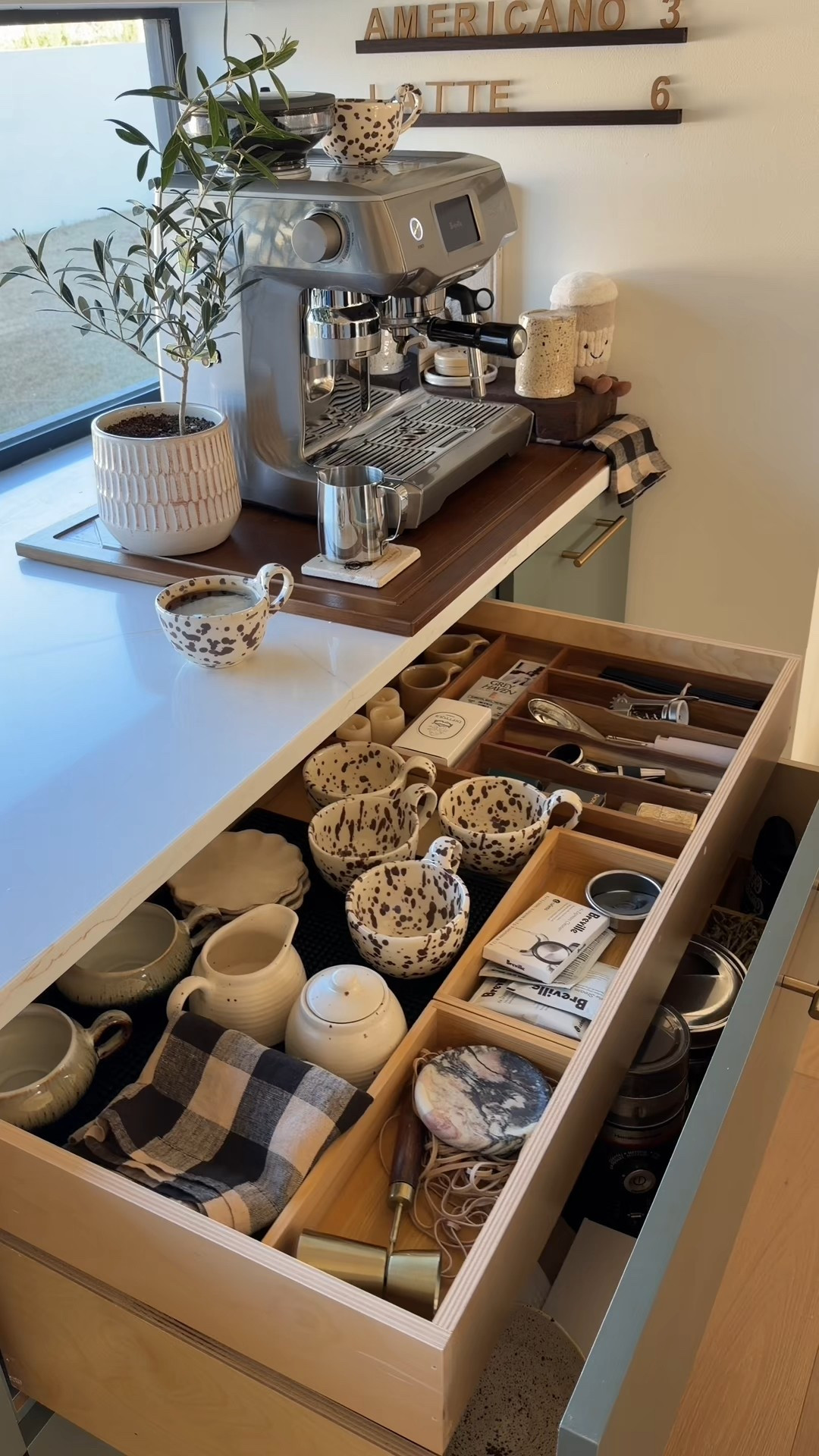 Coffee station, coffee drawer, mug collection, coasters and everything else you need for your home coffee corner!! ☕️💕 The wall menu letters are my favourite - the Etsy seller was so easy to work with!! I tried to link whatever was available or the next best option. Coffee machine, breville, coffee mugs, cafe decor, tray, home barista, drawer organizers  

#LTKFindsUnder100 #LTKHome #LTKGiftGuide