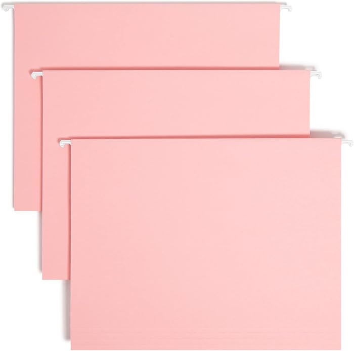 Smead Standard Hanging File Folders, 25 Count, Pink, 1/5-Cut Adjustable Tabs, Letter Size (64066) | Amazon (US)