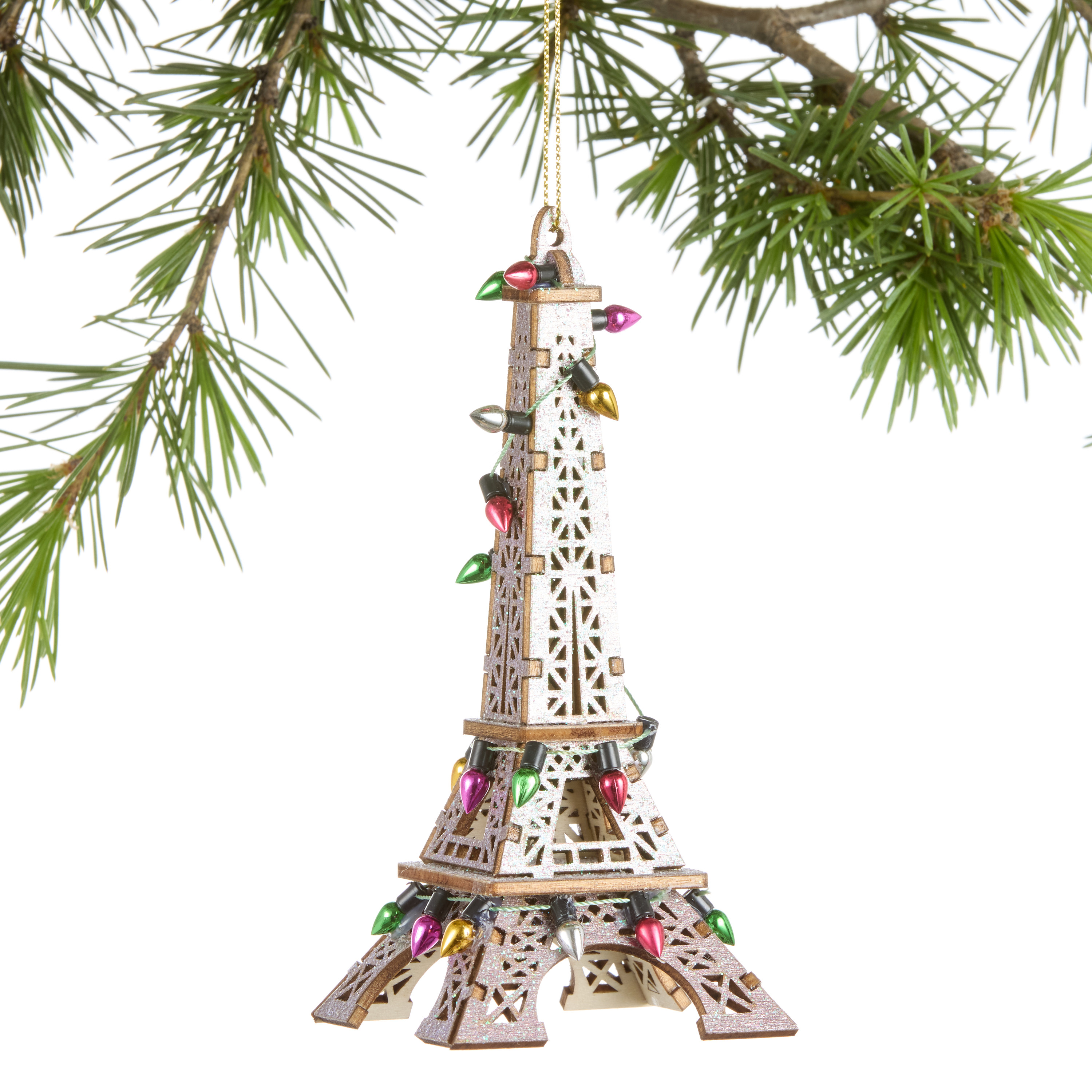 Laser Cut Wood Eiffel Tower with Lights Ornament | World Market
