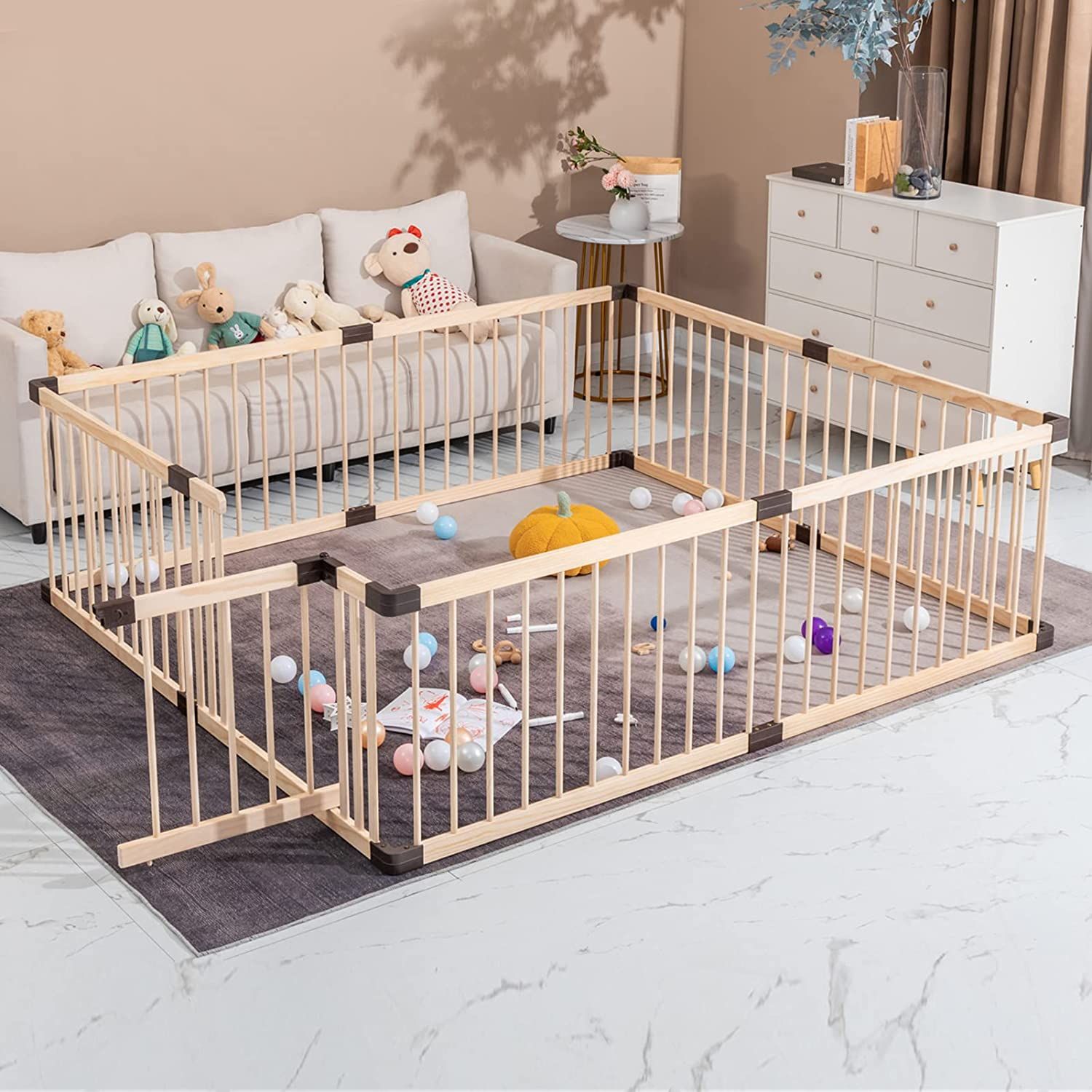 Baby Playpen,Playpen for Babies and Toddlers, Wooden Baby Playpen,Conababy Baby Playpen,Baby Play... | Amazon (US)