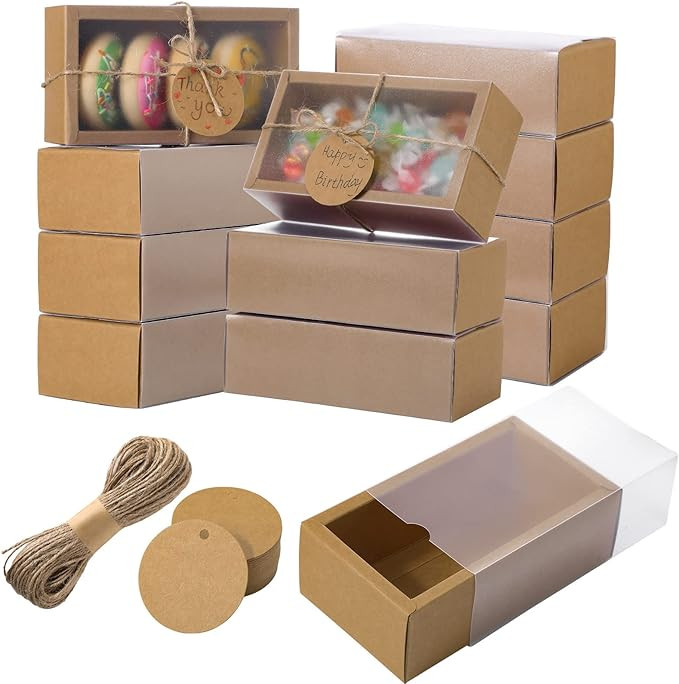 Roowest 50 Sets Kraft Homemade Gift Box Bundle with Blank Tags and Jute String (101 items) for Je... | Amazon (US)