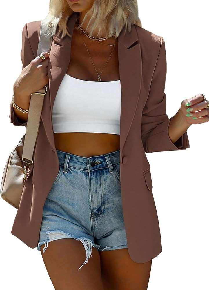 KIRUNDO Womens Blazer 2026 Spring Fall Business Casual Oversized Long Sleeve Button Open Front Su... | Amazon (US)