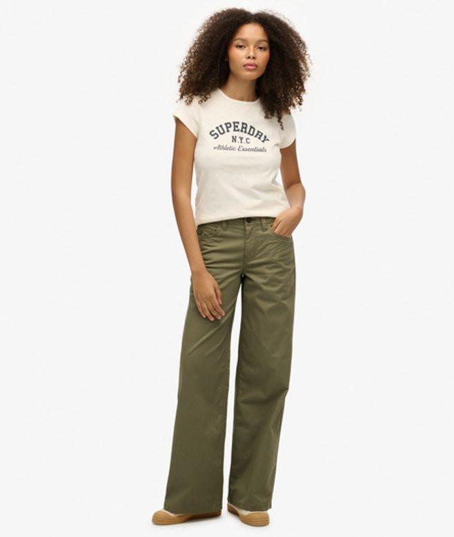 Superdry Women's Mid Rise Baggy Chino Green / Dusty Olive Green - Size: 28/32 | Superdry (UK)