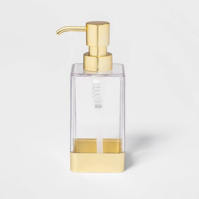 Square Soap/Lotion Dispenser Gold/Clear - Room Essentials™ | Target