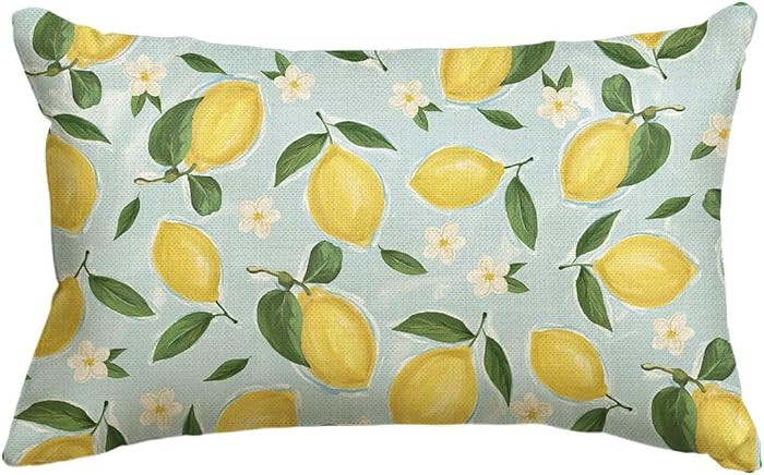 AVOIN colorlife Summer Lemon Throw Pillow Cover, 12 x 20 Inch Flowers Blue Cushion Case Decoratio... | Amazon (CA)