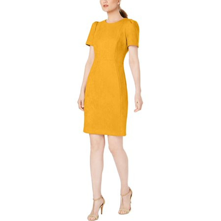 Calvin Klein Womens Faux Suede Midi Sheath Dress | Walmart (US)