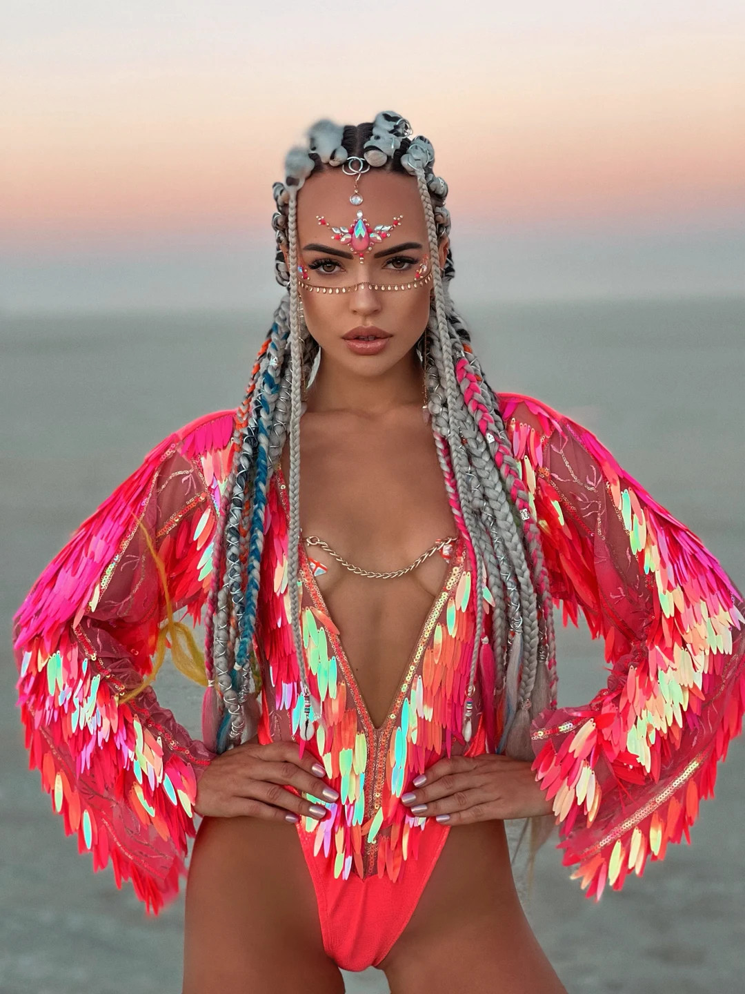 Neon Feathered Fantasy Bodysuit - Handmade Burning Man Festival Outfit - Etsy | Etsy (US)