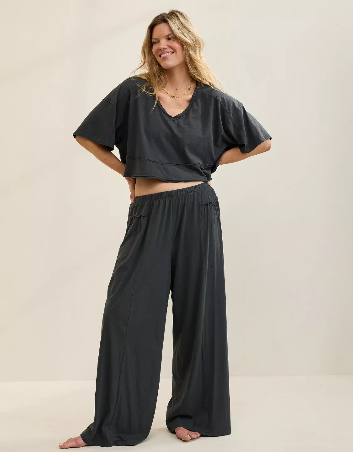 Aerie Happiest Wide Leg Trouser | Aerie