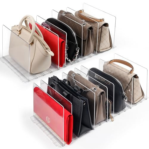 Modern Made Plastic Purse Organizer Closet – Pack of 4 Handbag Organizer with Adjustable Dividers & Sturdy Base – Purse Storage Organizer for Closet, Space-Saving Handbag Storage Organizer for Shelves | Amazon (US)