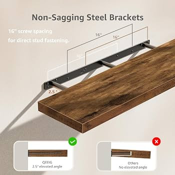 QEEIG Floating Shelves for Wall 39.4" Long - Wall Mounted Shelf Bathroom Kitchen Living Room Bedr... | Amazon (US)