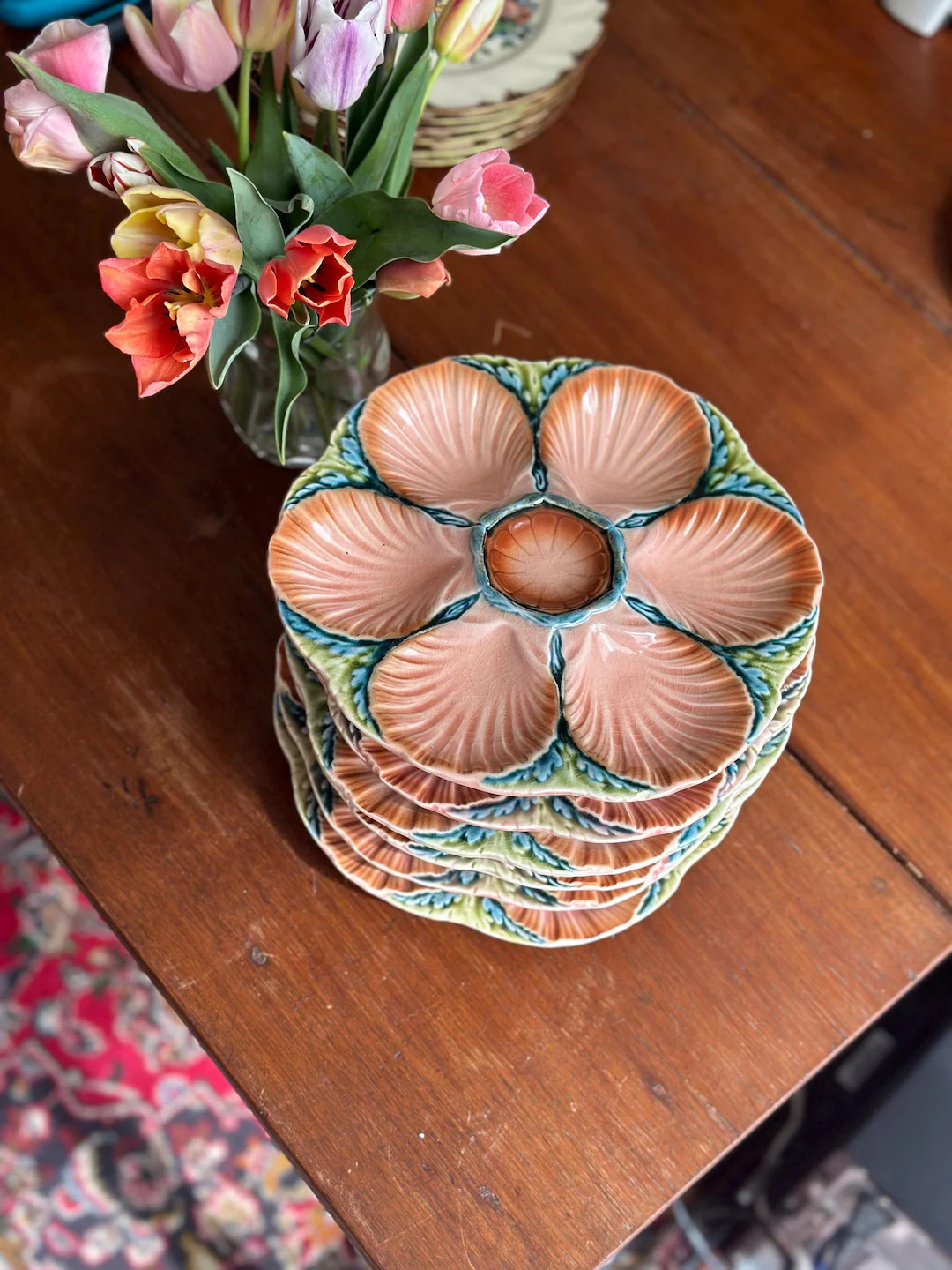 French Antique Oyster Serving Platter Sarreguemines Majolica Multicolor Oyster Plate France Rare ... | Etsy (US)