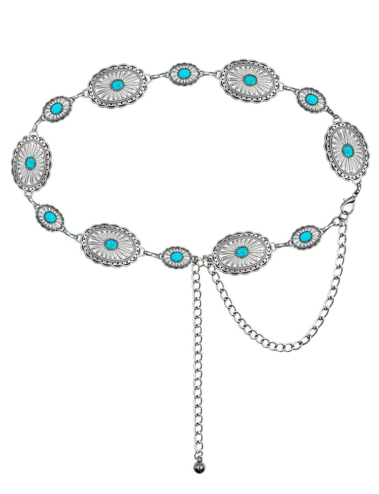 TOPACC Western Metal Concho Belt for Women Cowgirl Chain Belts for Dresses Jeans Country Concert ... | Amazon (US)