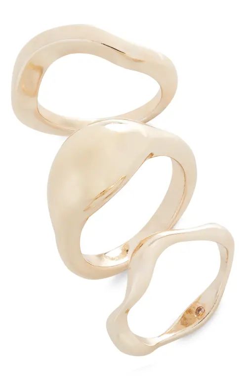 Nordstrom Set of 3 Wavy Stacking Rings in Gold at Nordstrom, Size Small | Nordstrom