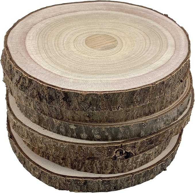 Unfinished Wood Slices, 6 Piece Set, Round Wood Discs for DIY Crafts, Wedding Decor, Centerpieces... | Amazon (US)