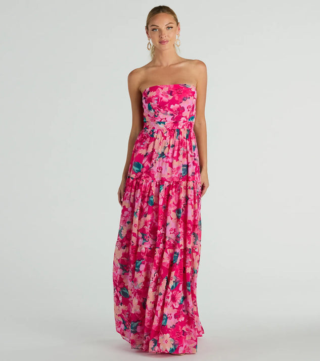Radiate Romantic Vibes Strapless Floral Maxi Dress | Windsor Stores