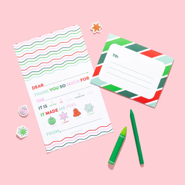 Kids Holiday Fill In Thank You Tri-folds Set | Joy Creative Shop