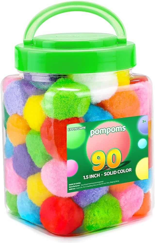 Eppingwin 90PCS Multicolor Pom Poms,1.5 Inch Soft Pompoms for Crafts, Assorted Colors 4CM Big Pom... | Amazon (US)