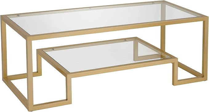 Henn&Hart Modern Geometric-Inspired Glass Coffee Table, One Size, Gold | Amazon (US)