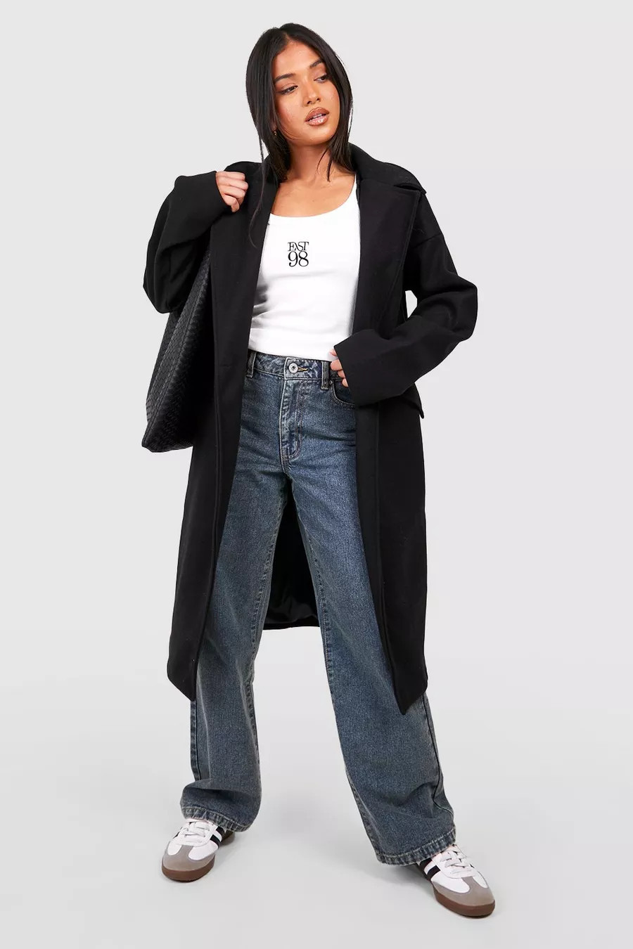 Petite Wool Look Cocoon Coat | boohoo (US & Canada)