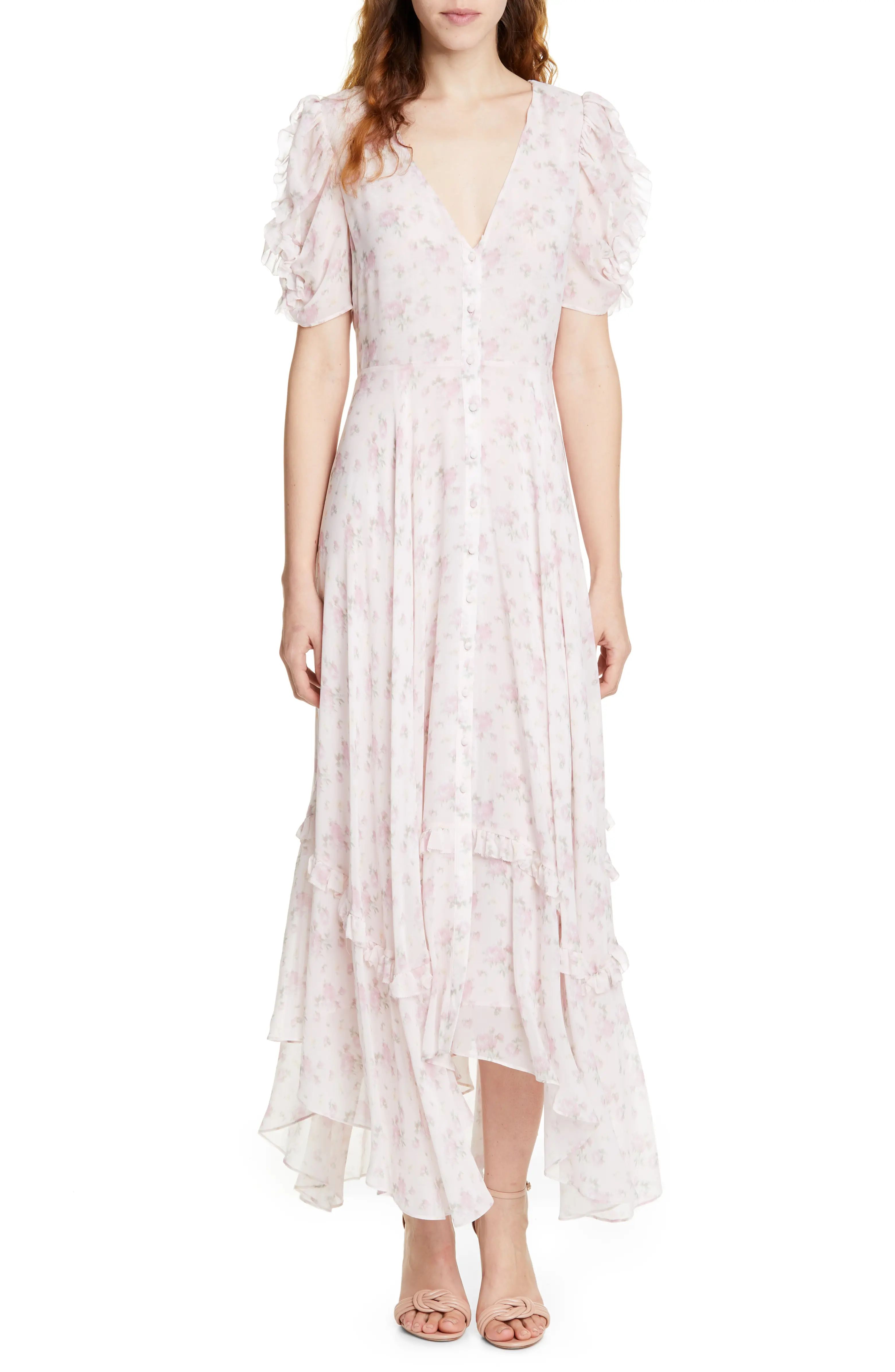 Andie Floral Handkerchief Hem Silk Dress | Nordstrom