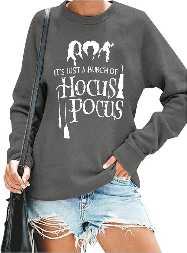 It's Just Bunch of Hocus Pocus Sweatshirt Halloween Sanderson Sisters Sweatshirts Halloween Pullo... | Amazon (US)