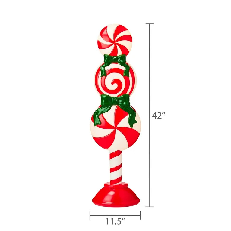 Light Blow Mold Candy Outdoor Christmas Decoration, 42", Red, White, and Green, by Holiday Time | Walmart (US)