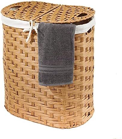 Amazon.com: Seville Classics Water-Hyacinth Lidded Oval Double Laundry Hamper, Hand-Woven : Home ... | Amazon (US)