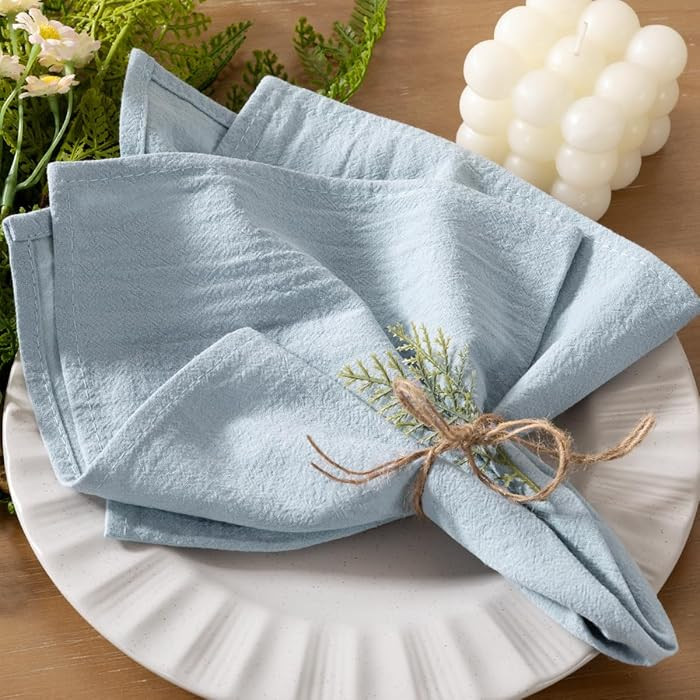 Socomi Cloth Napkins Grey Blue Easter Spring Washable Reusable Bulk Linen Cotton Napkins Set of 4... | Amazon (US)