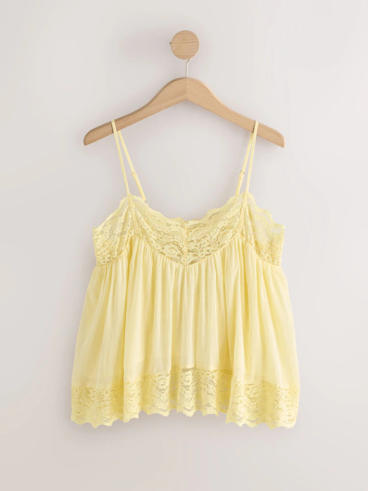 Yellow Lace Trim Cami Top | Next EU