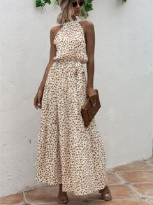 All Over Print Belted Halter Dress
   SKU: sw2206143017798772      
          (9999+ Reviews)
   ... | SHEIN