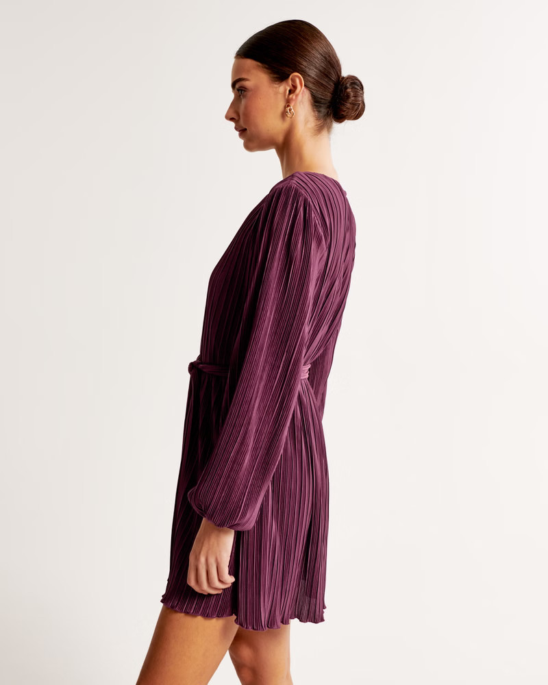 Satin Plisse Easy Mini Dress | Abercrombie & Fitch (US)