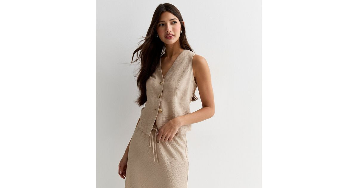 Stone Button Front Waistcoat | New Look | New Look (UK)