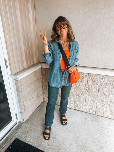 Denim on Denim with a pop of color🧡🫶🏼🌴

Shirt/linked similar 
Tank/s tts 
Jeans/4 tts 
Sandals/ 8 tts

Spring 
Spring outfit 
Spring style
Denim 
Orange 
Sunglasses 
Gold jewelry 
Style inspo
Casual look


Follow my shop @themrskersten on the @shop.LTK app to shop this post and get my exclusive app-only content!

#liketkit #LTKsalealert #LTKshoecrush #LTKfindsunder100
@shop.ltk
https://liketk.it/4E48l

#LTKshoecrush #LTKsalealert #LTKfindsunder100