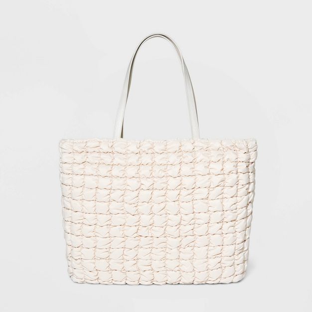 Check Print Athleisure Soft Tote Handbag - A New Day&#8482; Off-White | Target