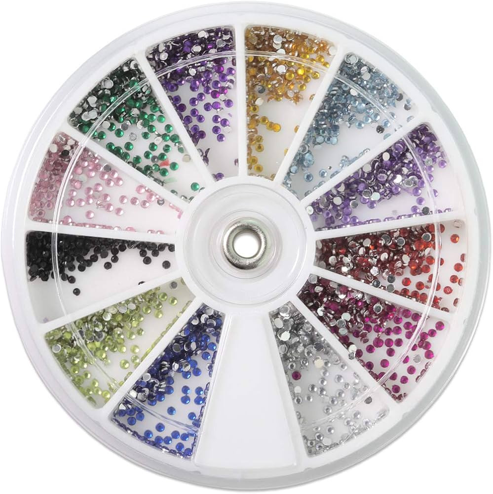 Nail Art Rhinestones Fake Pearl Gems Jewelry Decorations Manicure Wheel (1 Wheel, Small Multi Col... | Amazon (US)