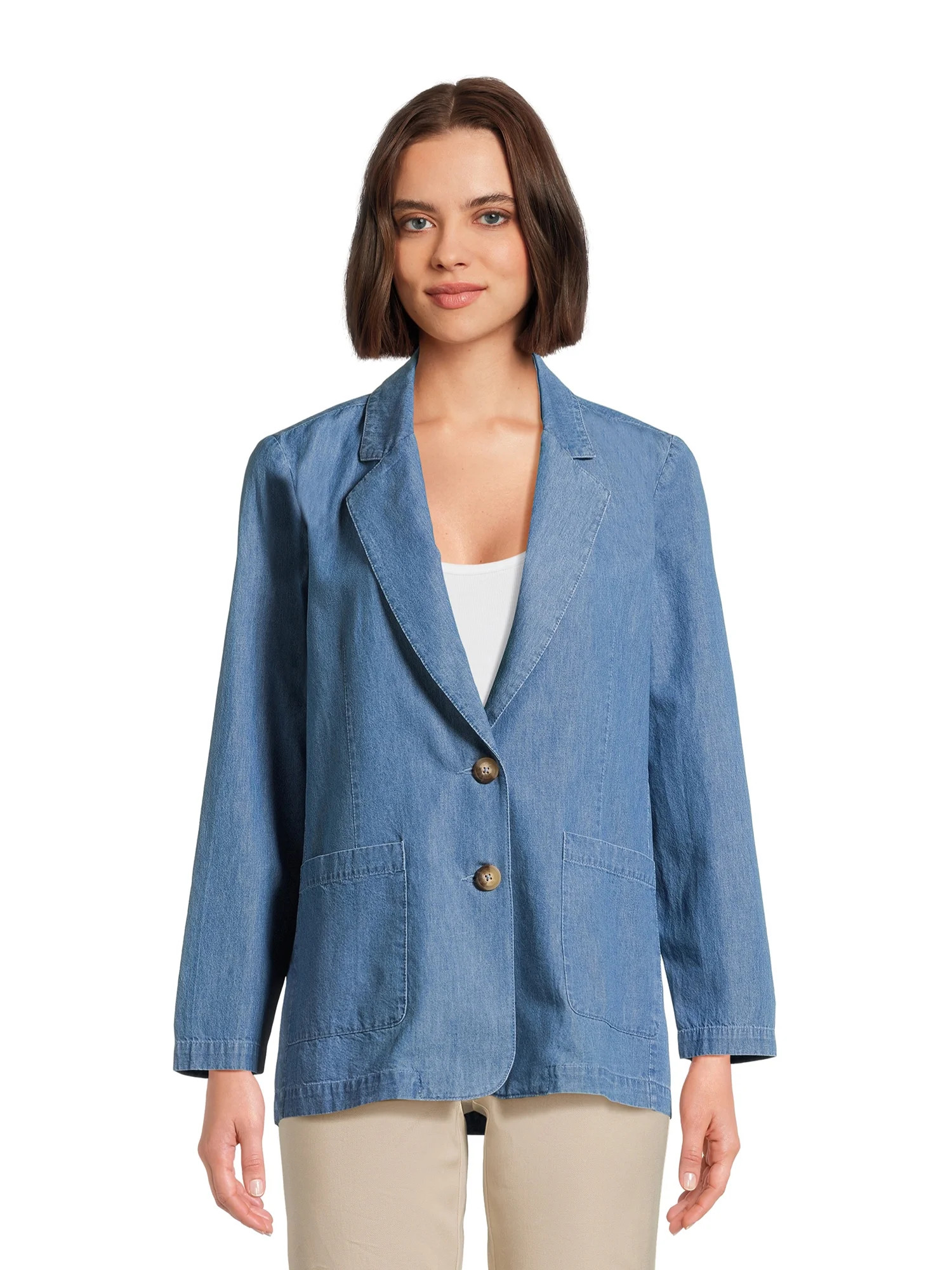 Time and Tru Women's Denim Blazer | Walmart (US)
