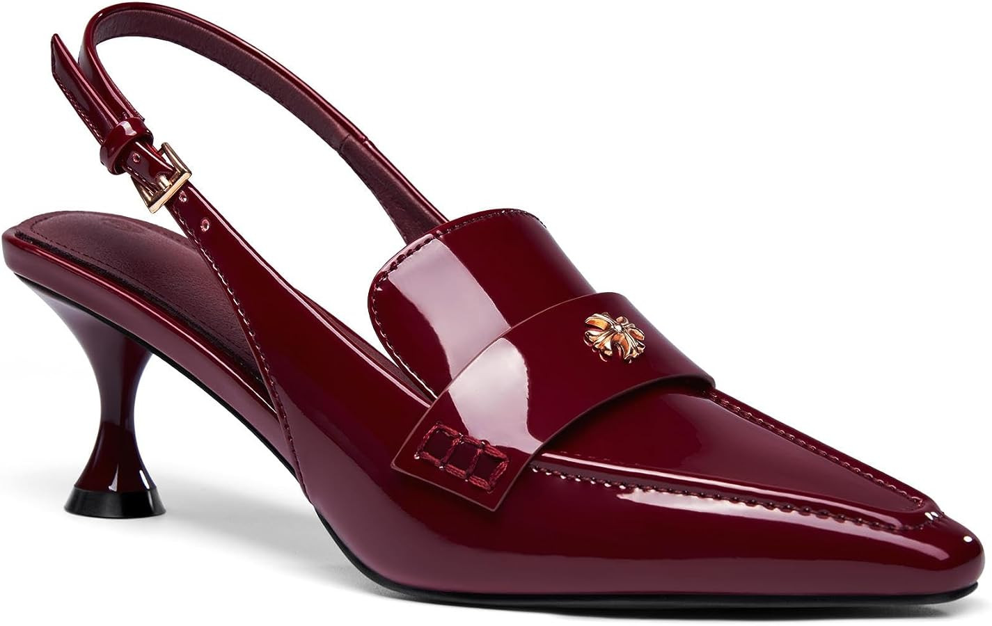 Coutgo Women's Pointed Toe Sandals Slingback Kitten Heel Pumps Slip On Ankle Buckle Dress Shoes | Amazon (US)