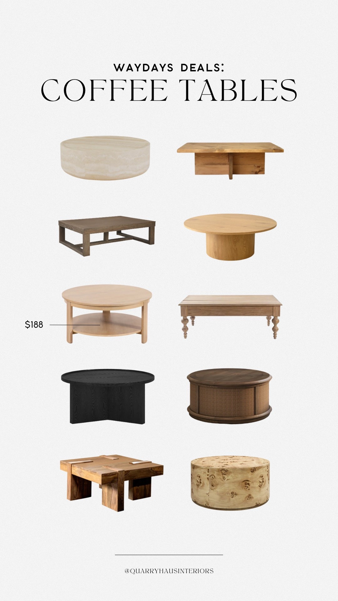 WAYDAY is going on now and ends TOMORROW! Shop my favorite coffee tables here on major sale!

Living room furniture coffee tables round rectangle wood black stone

#LTKSaleAlert #LTKHome