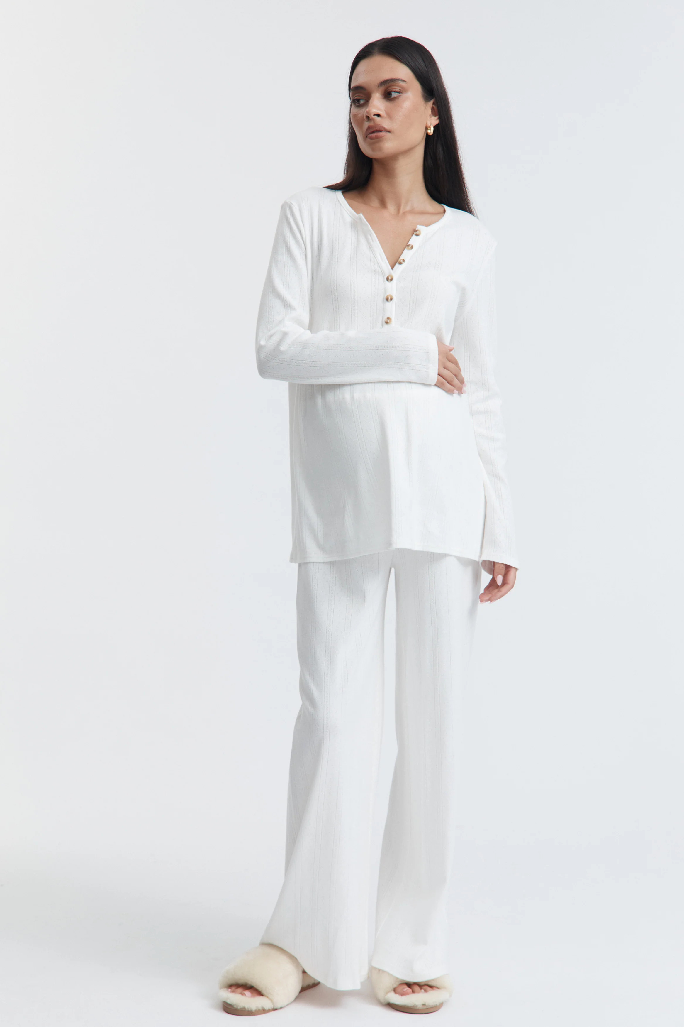 Pointelle PJ Pant (White) | Legoe Heritage Maternity APAC