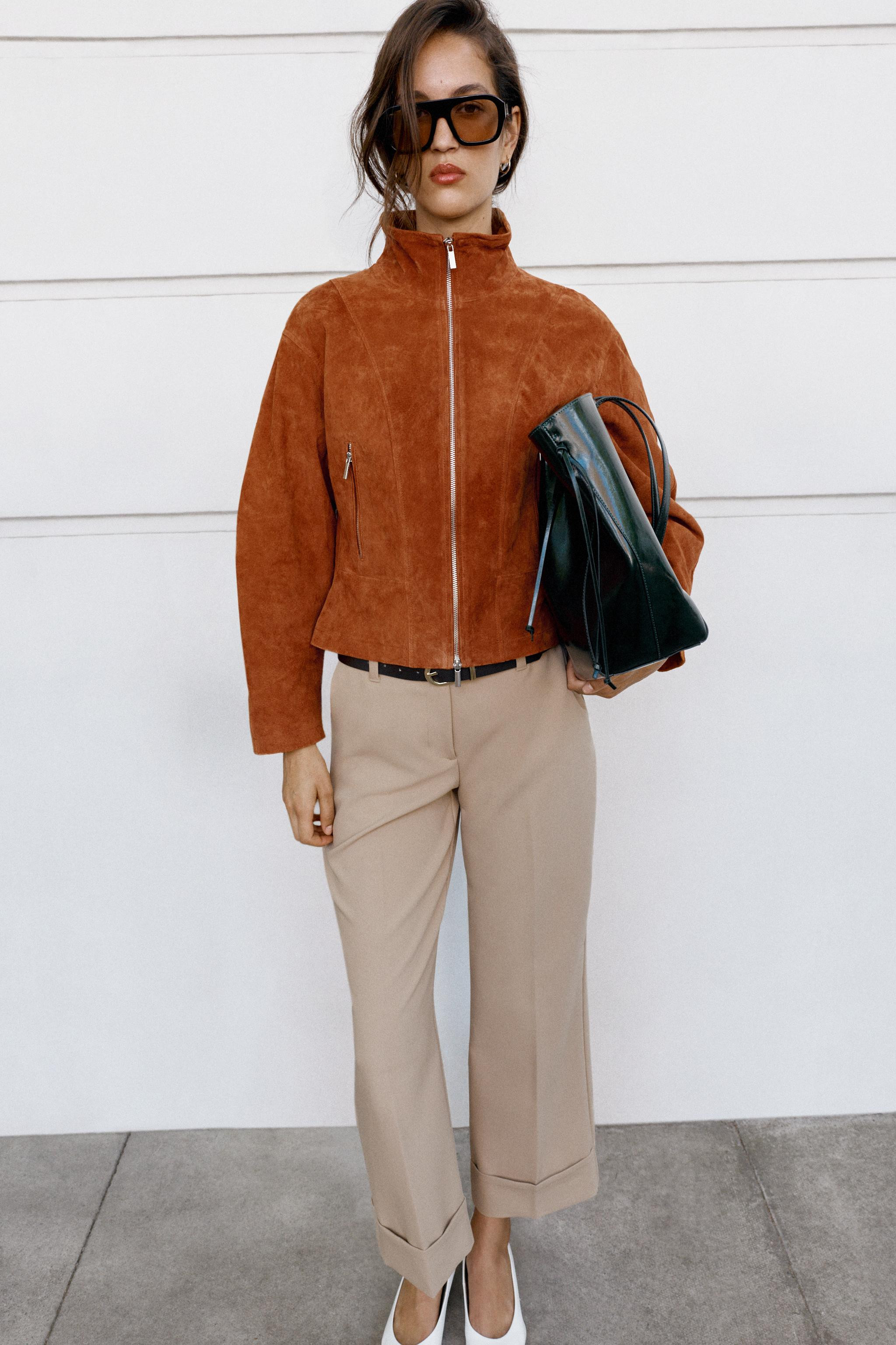100% LEATHER STAND COLLAR JACKET | Zara US