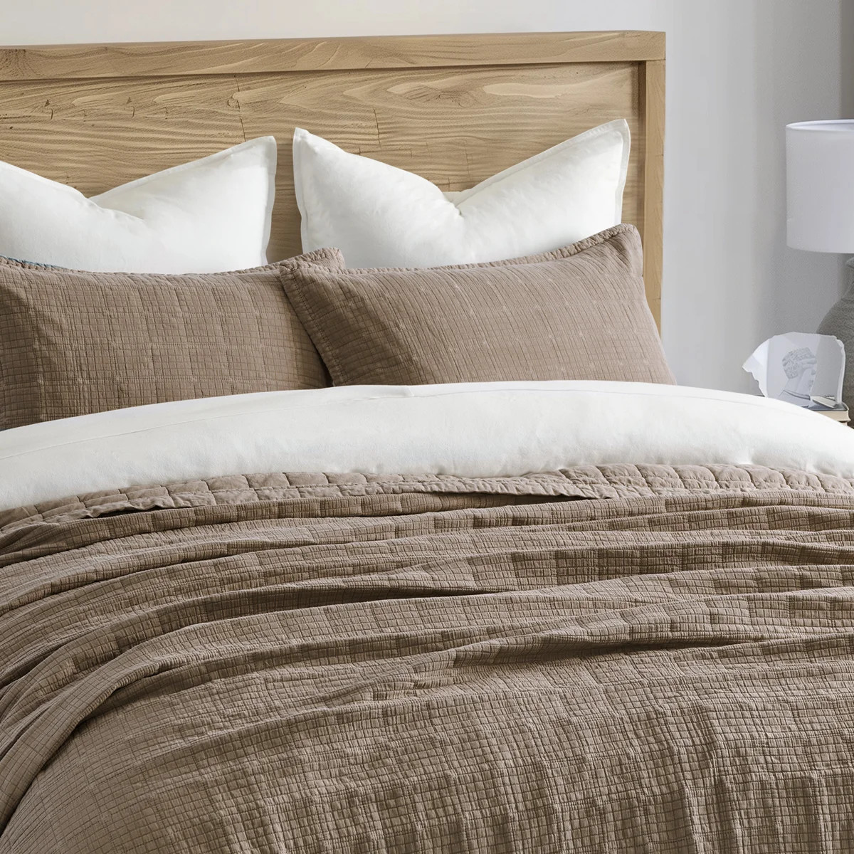 Stonewashed Crinkle Cotton Box Stitch Quilt Set | Wayfair North America