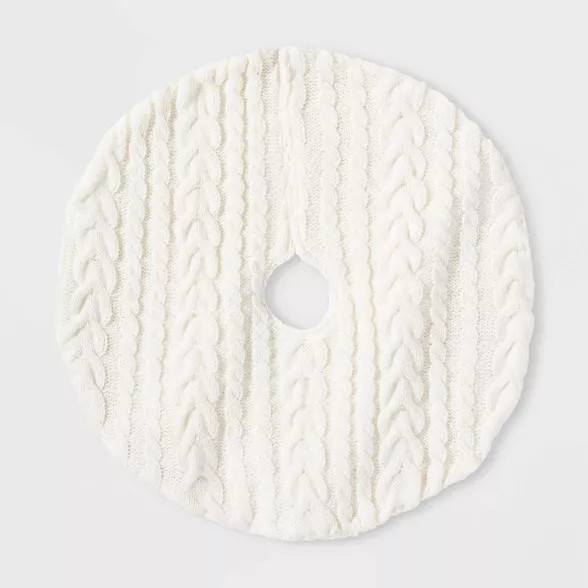 18in Mini Cable Knit Christmas Tree Skirt Cream - Wondershop™ | Target