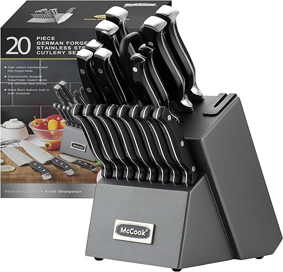 McCook® Knife Sets,German Stainless Steel Kitchen Knife Block Set with Built-in Sharpener, 20-Pi... | Amazon (US)