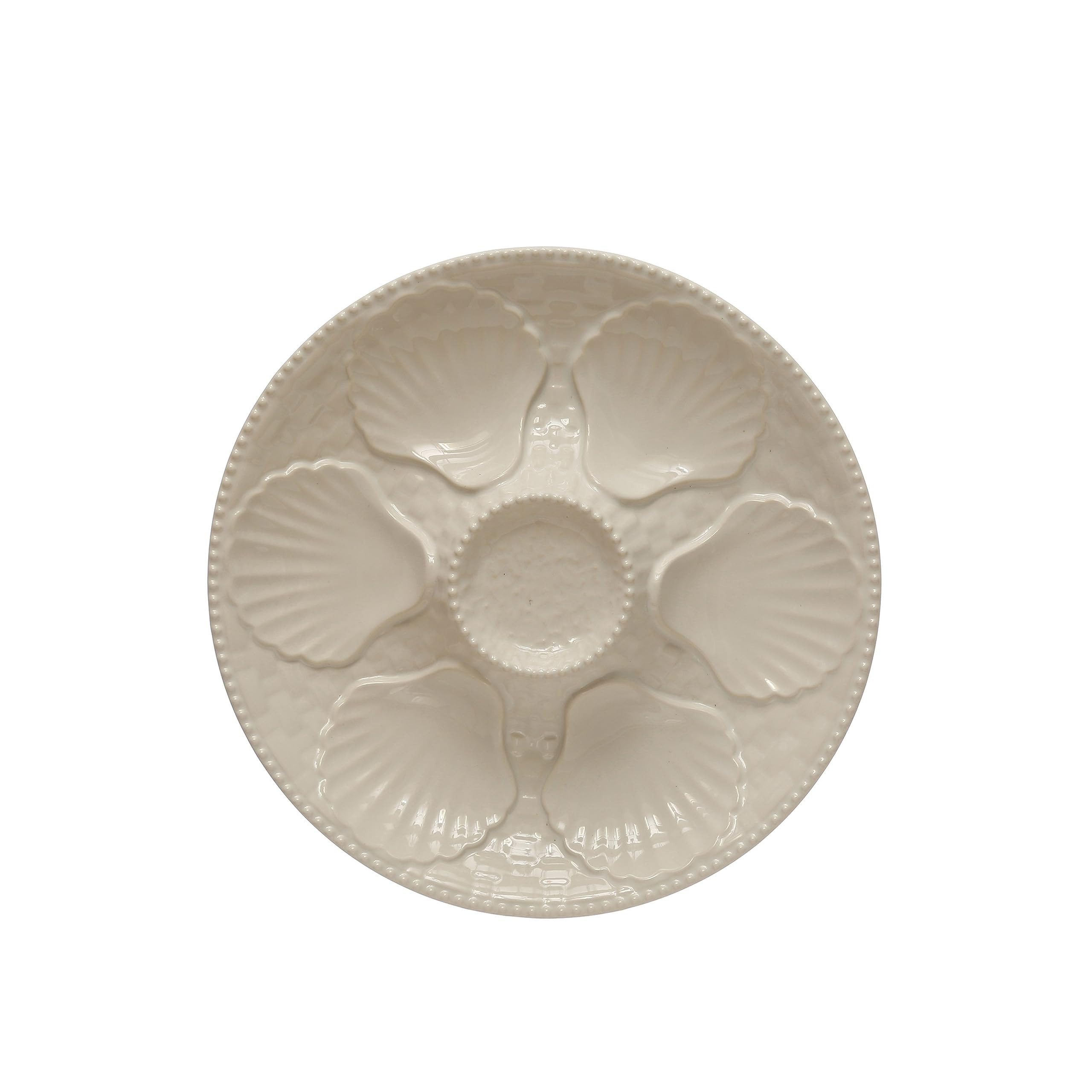 Creative Co-Op 10 Inches Round Stoneware Oyster Plate, Matte White | Amazon (US)